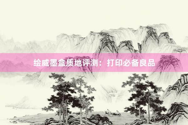 绘威墨盒质地评测：打印必备良品