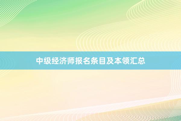 中级经济师报名条目及本领汇总